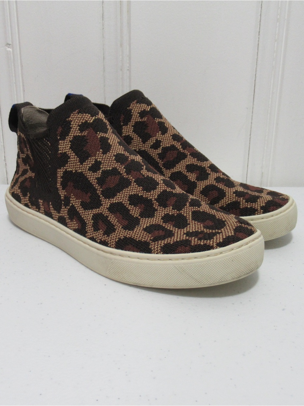 Rothy's The Chelsea Wildcat Animal Print Ankle Slip-On Sneakers Size 8